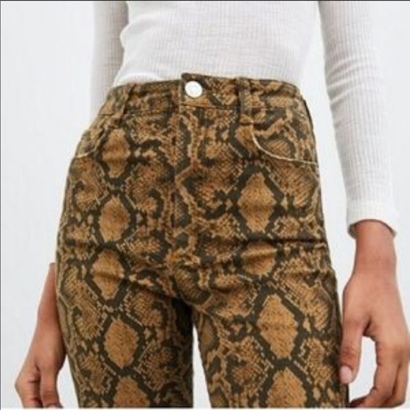 Zara High Waist Skinny Snake Print Jeans - Picture 2 of 5